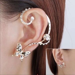New 1 pair lovely rhinestone butterfly ear cuff